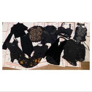 (11 ITEMS) Womens’ ALL BLACK TOP LOT, Mixed Brands